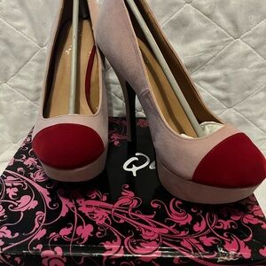 Elegant Red and Pink Women's Heels by Qupid